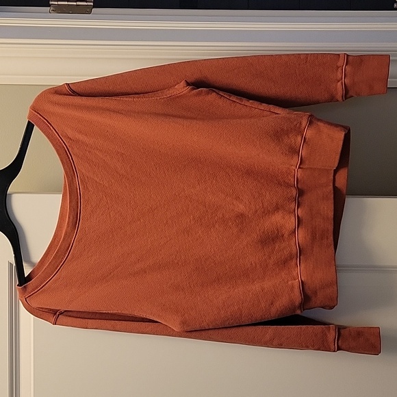 Spiritual Gangster La Vida Off Shoulder Sweatshirt in Deep Rust - Picture 1 of 3